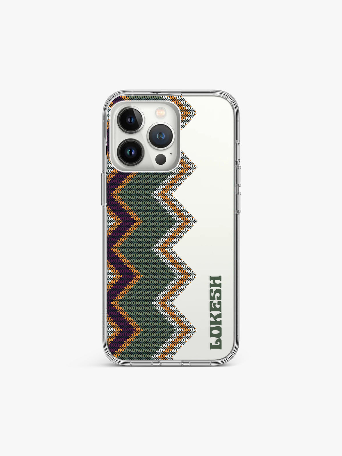 Olive Chevron Name Printed Clear Silicone Cover
