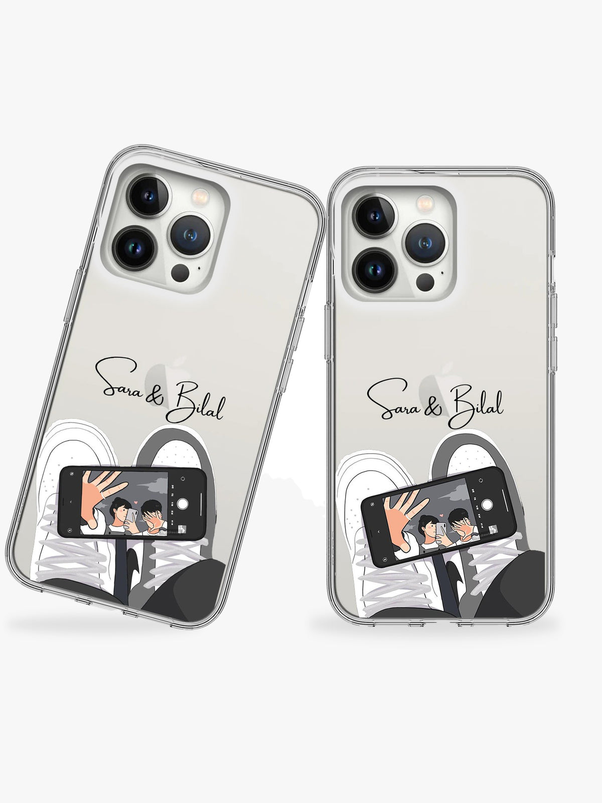 Cute love Couple Name Printed Clear Silicone Cover