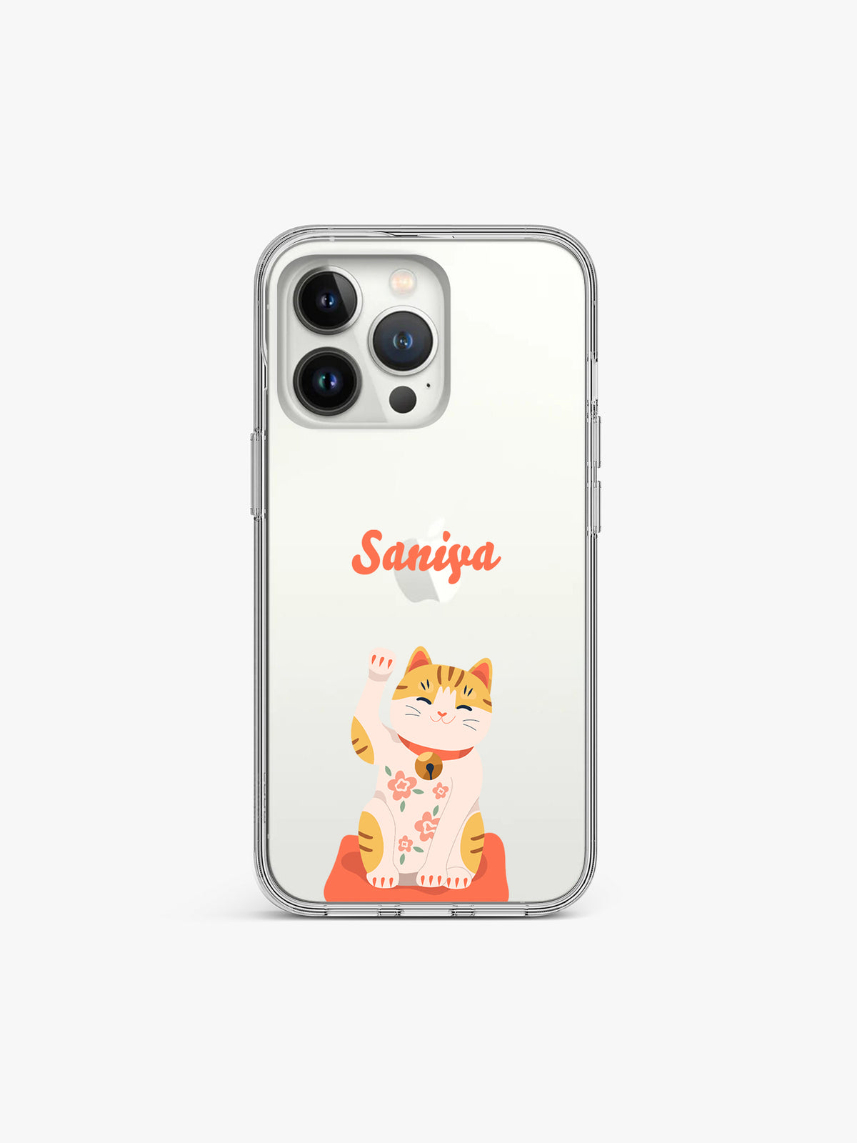 Cat Good Luck Name Printed Clear Silicone Cover