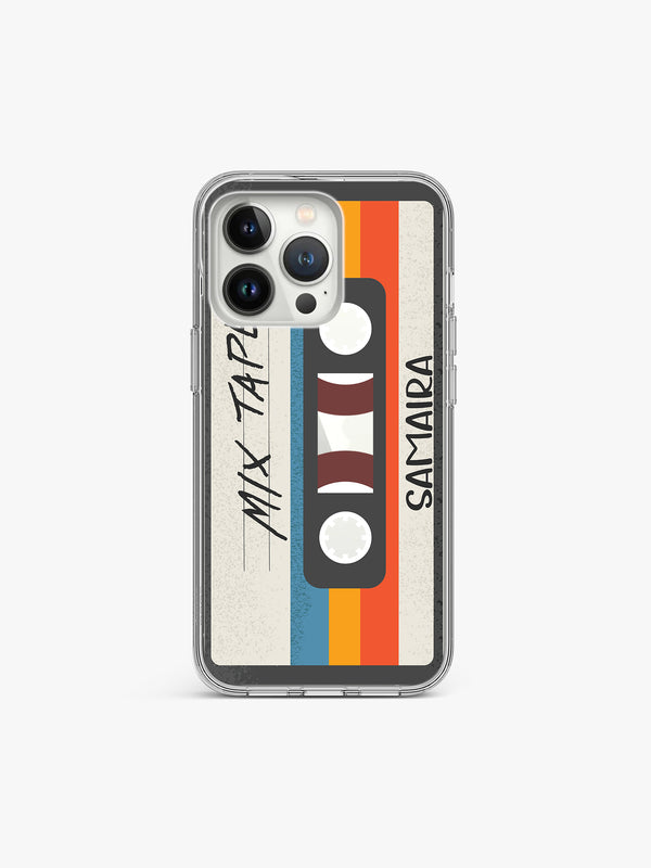 Mix tape Cassette Music Name Printed Clear Silicone Cover