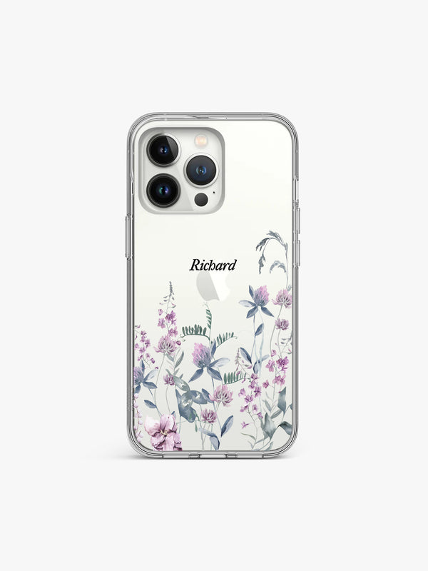 Orchid Garland Name Printed Clear Silicone Cover