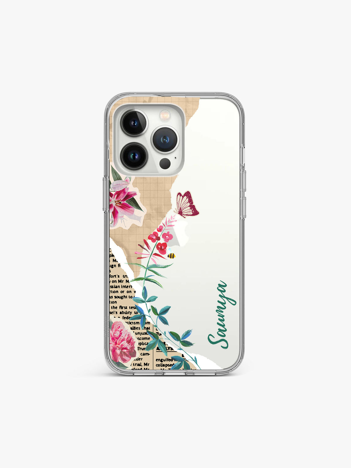 Writ Petals Garland Name Printed Clear Silicone Cover