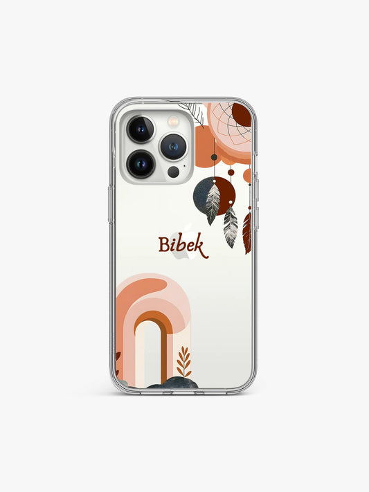 Abstract Boho Name Printed Clear Silicone Cover