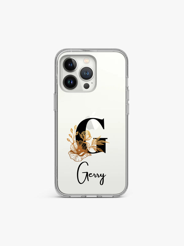 Golden leaf Name Printed Clear Silicone Cover