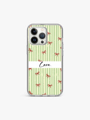 Curated Stripes Name Printed Clear Silicone Cover