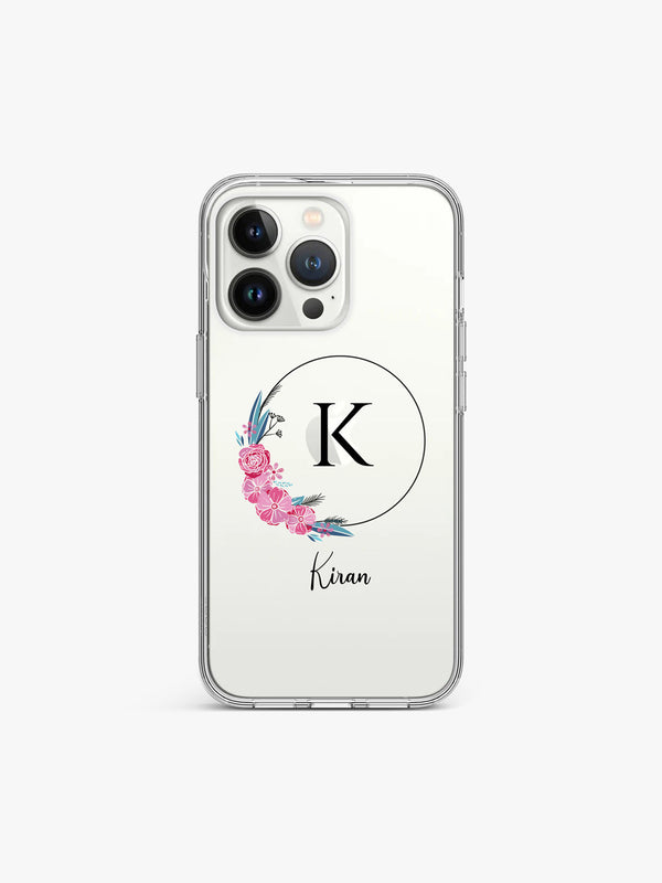 Floral Ring Name Printed Clear Silicone Cover