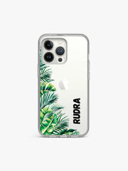 Tropical Leaves Name Printed Clear Silicone Cover