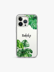 Lush leaf Tropical Name Printed Clear Silicone Cover