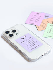 Clear Silicone Case with Mini Polaroid Calendar Cards Pastel Blush