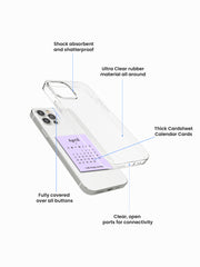 Clear Silicone Case with Mini Polaroid Calendar Cards Pastel Blush