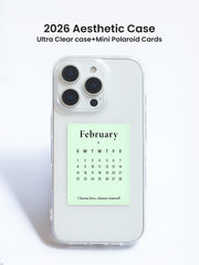 Clear Silicone Case with Mini Polaroid Calendar Cards Pastel Blush