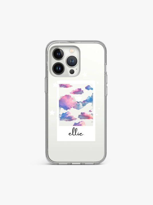 Rainbow cloud Name Printed Clear Silicone Cover