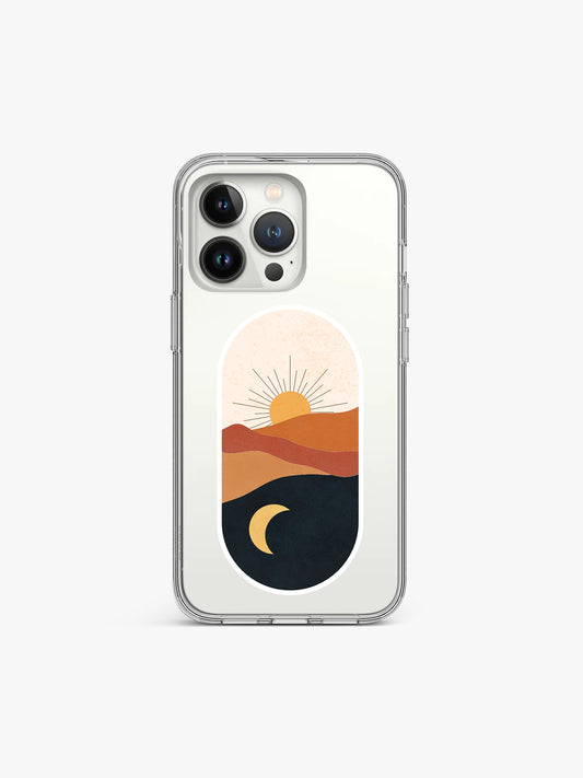 Sun Moon Boho Printed Clear Silicone Cover