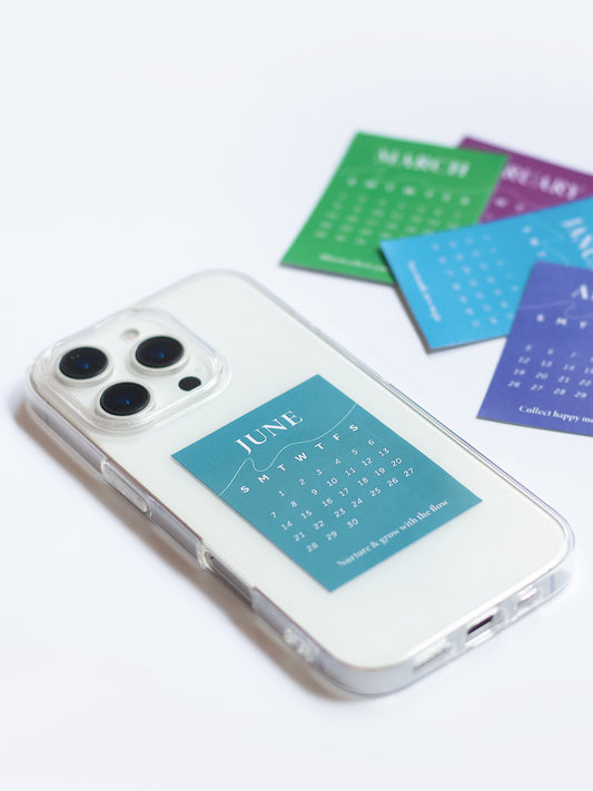 Clear Silicone Case with Mini Polaroid Calendar Cards Warm Drift