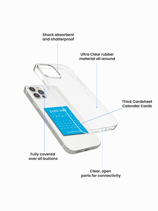 Clear Silicone Case with Mini Polaroid Calendar Cards Warm Drift