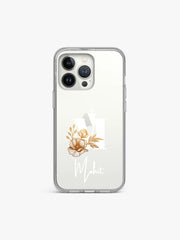 Golden leaf Name Printed Clear Silicone Cover