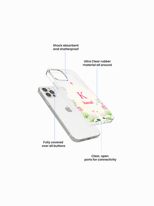Swan Lotus Nelumbo Name Printed Clear Silicone Cover