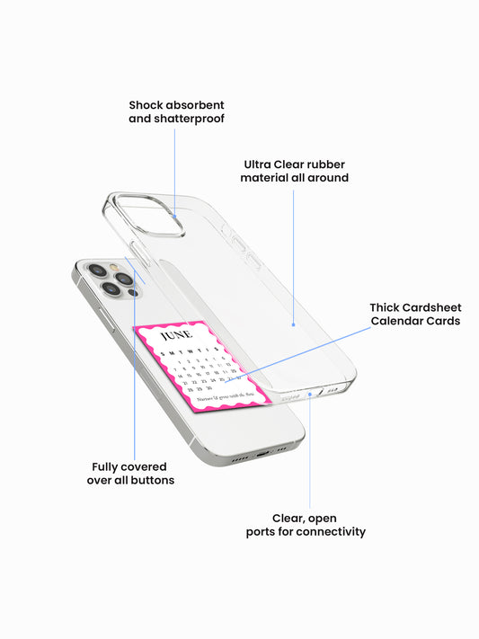 Clear Silicone Case with Mini Polaroid Calendar Cards Wiggly Zest