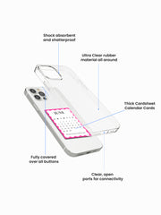 Clear Silicone Case with Mini Polaroid Calendar Cards Wiggly Zest